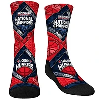 Youth Rock Em Socks Navy UConn Huskies 2024 NCAA Men's Basketball National Champions Diamond Weave Crew Socks