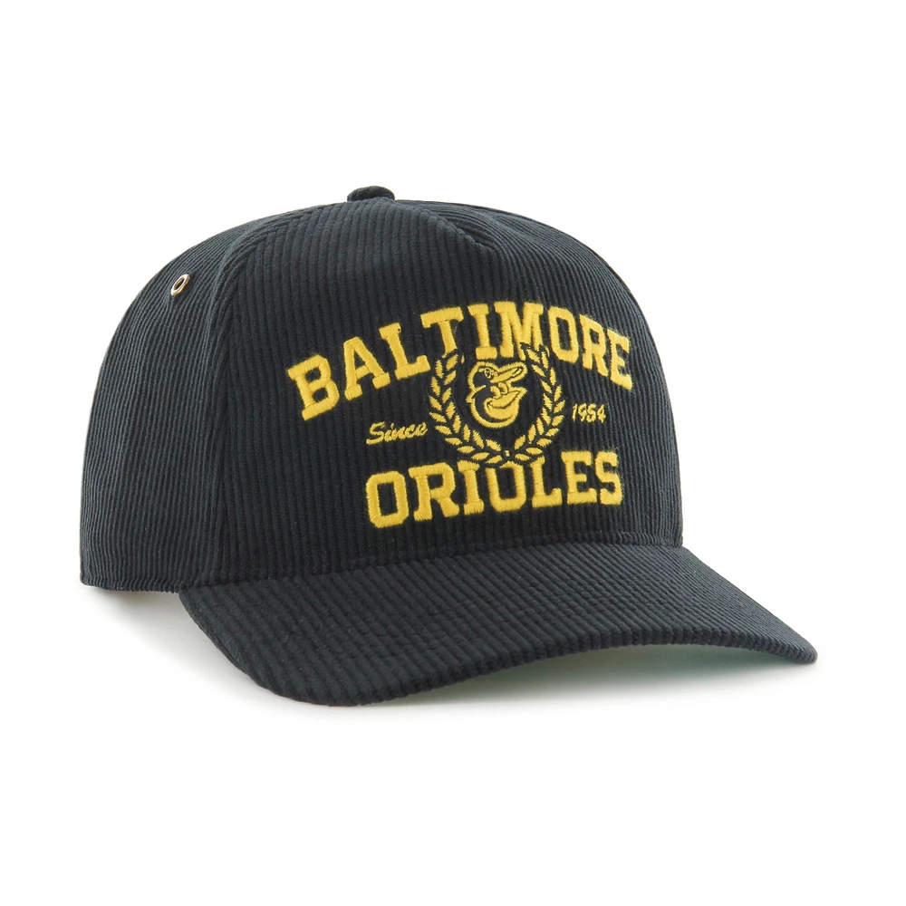 Men's '47 Black Baltimore Orioles Laurus Corduroy Hitch Snapback Hat