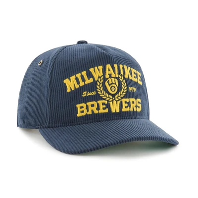 Men's '47 Navy Milwaukee Brewers Laurus Corduroy Hitch Snapback Hat