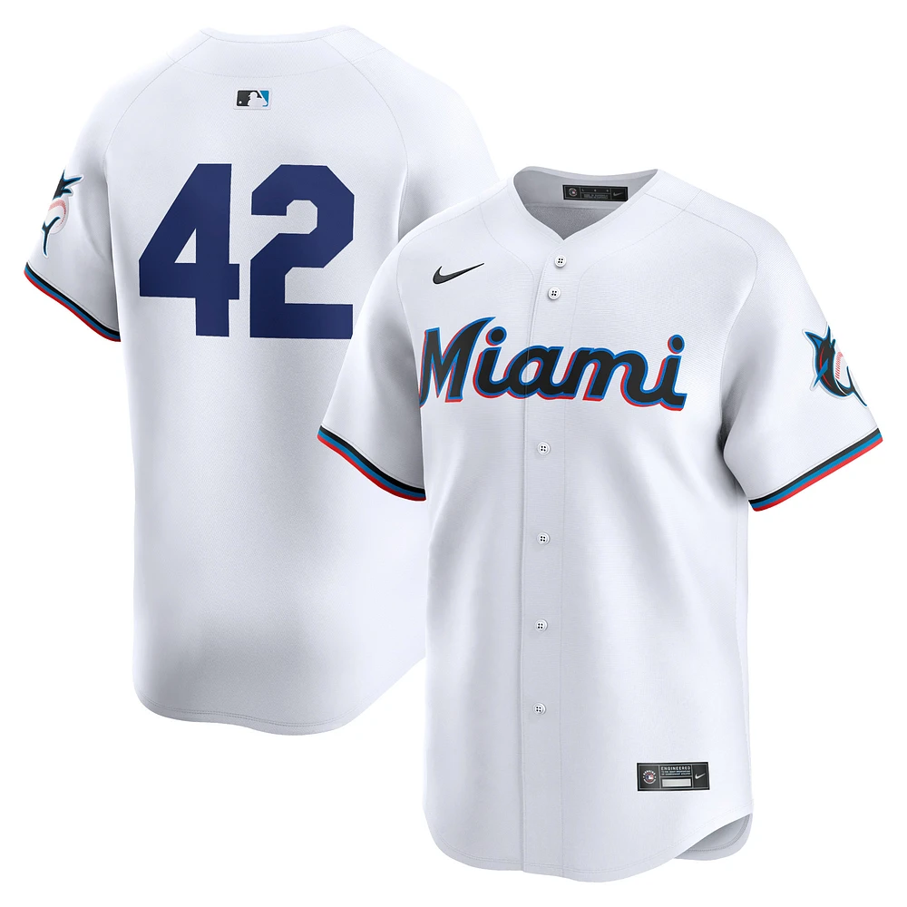 Men's Nike  White Miami Marlins 2024 Jackie Robinson Day Home Limited Jersey