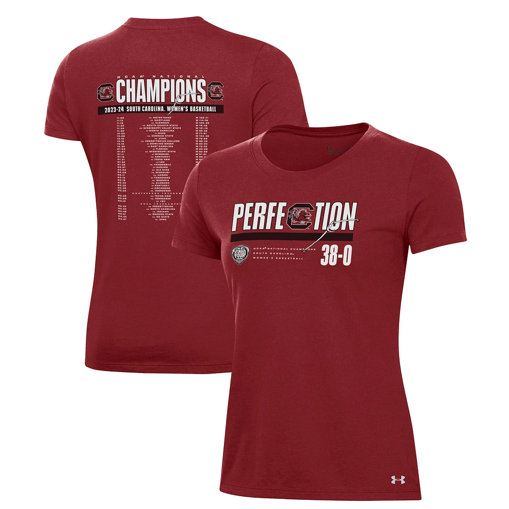 Women's Under Armour  Garnet South Carolina Gamecocks 2024 NCAA Women's Basketball National Champions Schedule T-Shirt