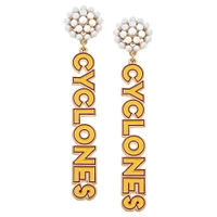 Women' CANVAS Style Iowa State Cyclones Pearl Cluster Outline Enamel Drop Earrings