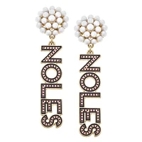 Women' CANVAS Style Florida State Seminoles Pearl Cluster Dotted Enamel Drop Earrings