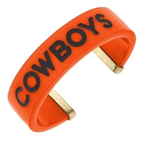 Women' CANVAS Style Oklahoma State Cowboys Resin Logo Cuff Bracelet