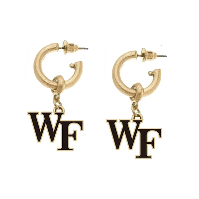 Women' CANVAS Style Wake Forest Demon Deacons Resin Logo Drop Hoop Earrings