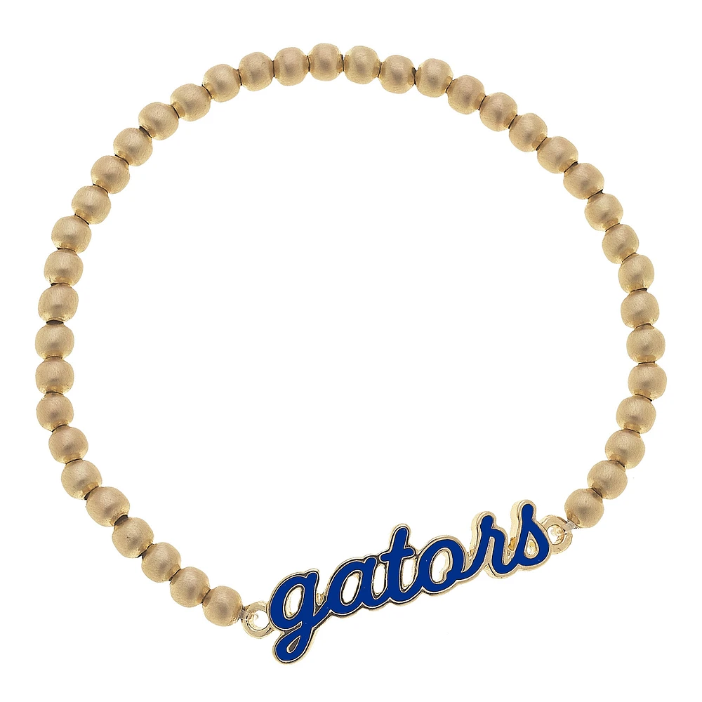 Women' CANVAS Style Florida Gators Enamel Script Ball Bead Stretch Bracelet