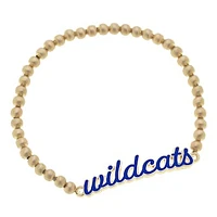 Women' CANVAS Style Kentucky Wildcats Enamel Script Ball Bead Stretch Bracelet