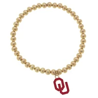 Women' CANVAS Style Oklahoma Sooners Enamel Logo Ball Bead Stretch Bracelet