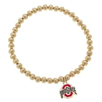 Women' CANVAS Style Ohio State Buckeyes Enamel Logo Ball Bead Stretch Bracelet
