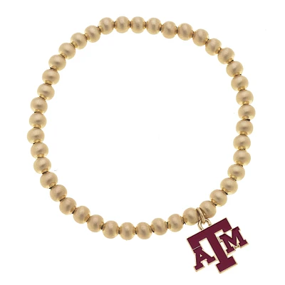 Women' CANVAS Style Texas A&M Aggies Enamel Logo Ball Bead Stretch Bracelet