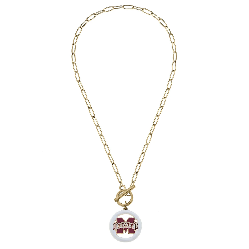 Women' CANVAS Style Mississippi State Bulldogs 16" Enamel Toggle Necklace