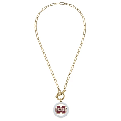 Women' CANVAS Style Mississippi State Bulldogs 16" Enamel Toggle Necklace