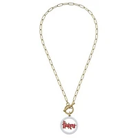 Women' CANVAS Style Nebraska Huskers 16" Enamel Toggle Necklace