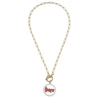 Women' CANVAS Style Nebraska Huskers 16" Enamel Toggle Necklace