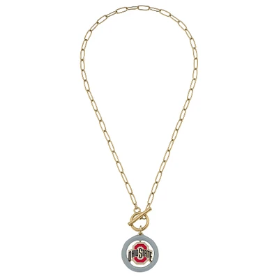 Women' CANVAS Style Ohio State Buckeyes 16" Enamel Toggle Necklace