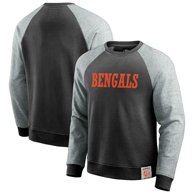 Men's Darius Rucker Collection by Fanatics Black/Heather Gray Cincinnati Bengals Colorblock Pullover Sweatshirt