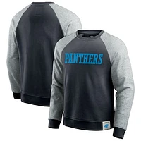 Men's Darius Rucker Collection by Fanatics Black/Heather Gray Carolina Panthers Colorblock Pullover Sweatshirt