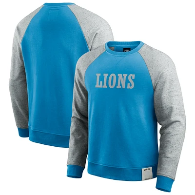 Men's Darius Rucker Collection by Fanatics Blue/Heather Gray Detroit Lions Colorblock Pullover Sweatshirt