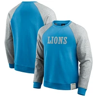 Men's Darius Rucker Collection by Fanatics Blue/Heather Gray Detroit Lions Colorblock Pullover Sweatshirt