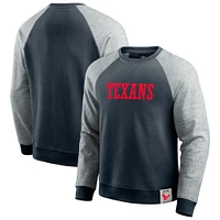 Men's Darius Rucker Collection by Fanatics Navy/Heather Gray Houston Texans Colorblock Pullover Sweatshirt