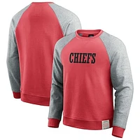 Men's Darius Rucker Collection by Fanatics Red/Heather Gray Kansas City Chiefs Colorblock Pullover Sweatshirt