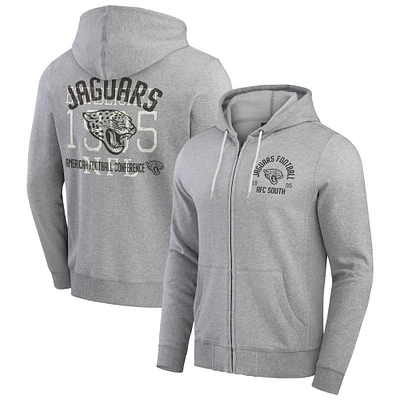 Men's Darius Rucker Collection by Fanatics Heather Gray Jacksonville Jaguars Vintage Stripe Full-Zip Hoodie