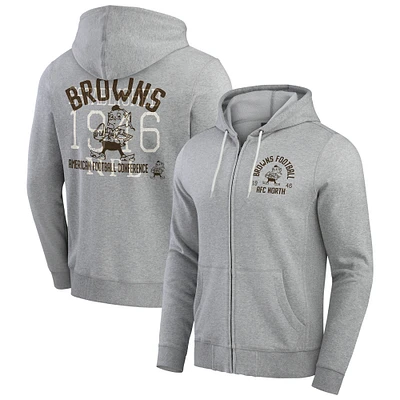 Men's Darius Rucker Collection by Fanatics Heather Gray Cleveland Browns Vintage Stripe Full-Zip Hoodie