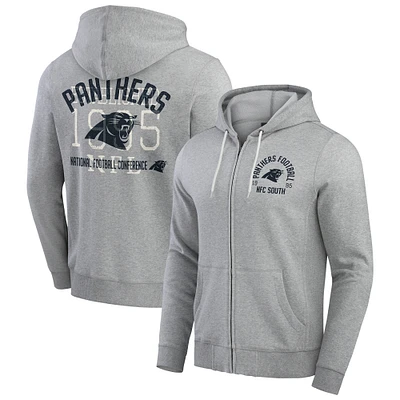 Men's Darius Rucker Collection by Fanatics Heather Gray Carolina Panthers Vintage Stripe Full-Zip Hoodie