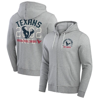 Men's Darius Rucker Collection by Fanatics Heather Gray Houston Texans Vintage Stripe Full-Zip Hoodie