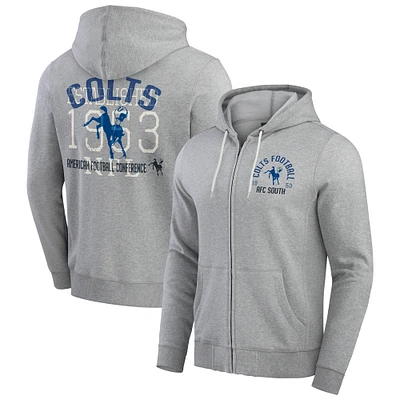 Men's Darius Rucker Collection by Fanatics Heather Gray Indianapolis Colts Vintage Stripe Full-Zip Hoodie