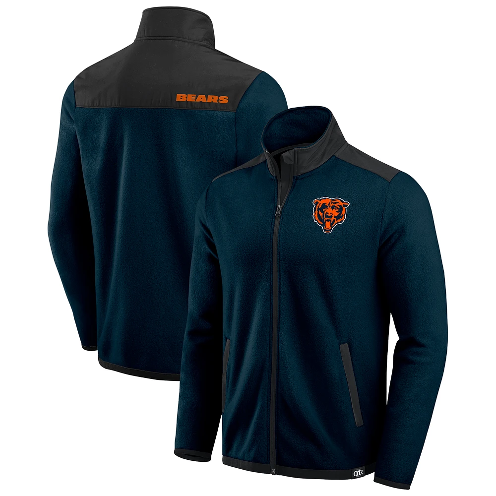 Men's Darius Rucker Collection by Fanatics Navy Chicago Bears Color Block Polar Fleece Full-Zip Jacket