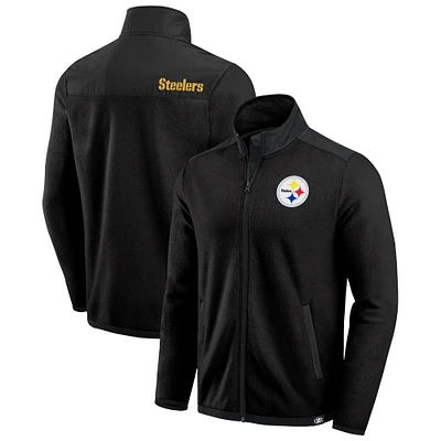 Men's Darius Rucker Collection by Fanatics Black Pittsburgh Steelers Color Block Polar Fleece Full-Zip Jacket