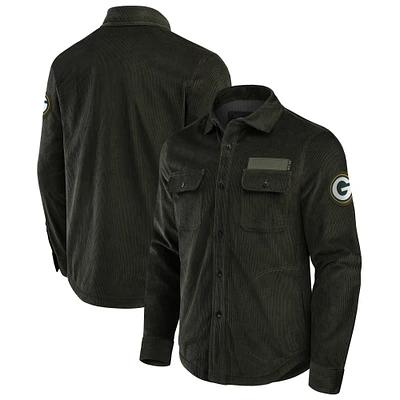 Men's Darius Rucker Collection by Fanatics Dark Green Bay Packers Corduroy Full-Button Shacket