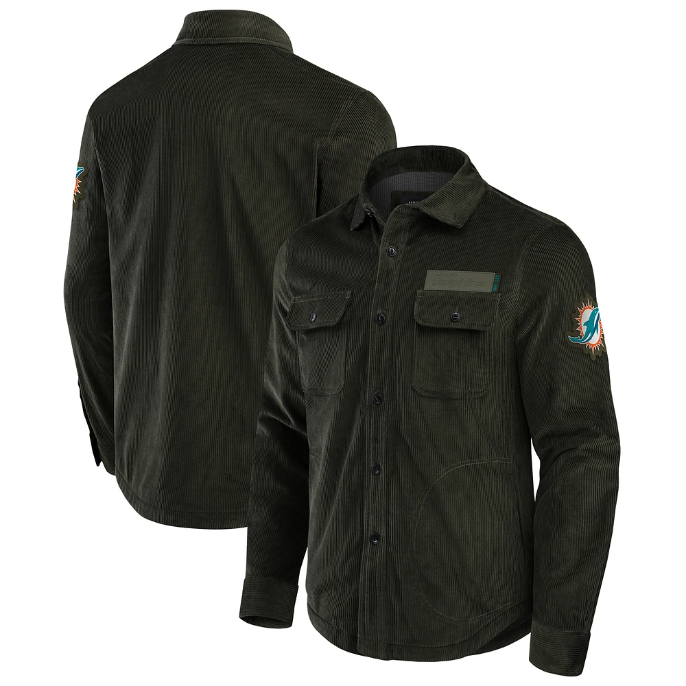 Men's Darius Rucker Collection by Fanatics Dark Green Miami Dolphins Corduroy Full-Button Shacket