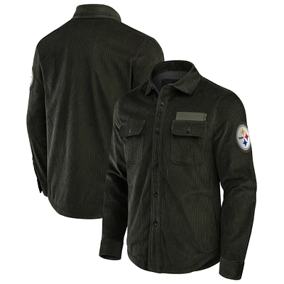 Men's Darius Rucker Collection by Fanatics Dark Green Pittsburgh Steelers Corduroy Full-Button Shacket