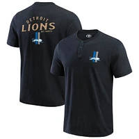 Men's Darius Rucker Collection by Fanatics Black Detroit Lions Washed Henley T-Shirt