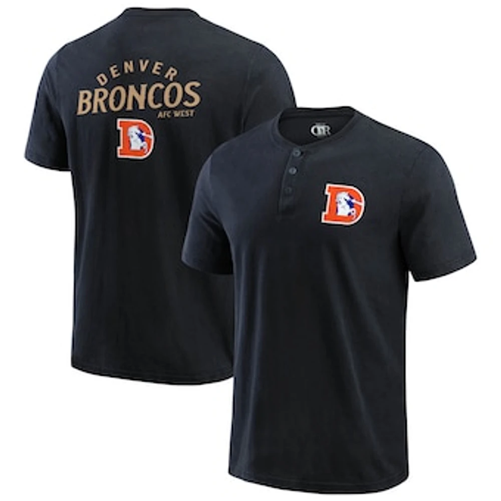 Men's Darius Rucker Collection by Fanatics Black Denver Broncos Washed Henley T-Shirt