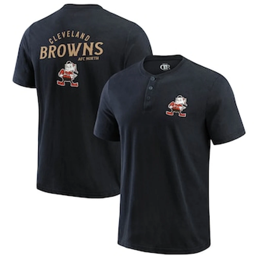 Men's Darius Rucker Collection by Fanatics Black Cleveland Browns Washed Henley T-Shirt