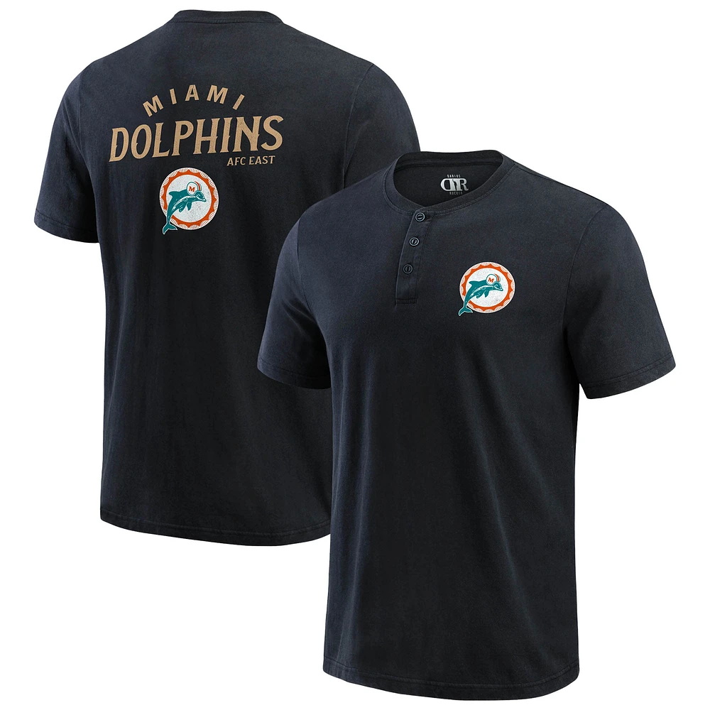 Men's Darius Rucker Collection by Fanatics Black Miami Dolphins Washed Henley T-Shirt