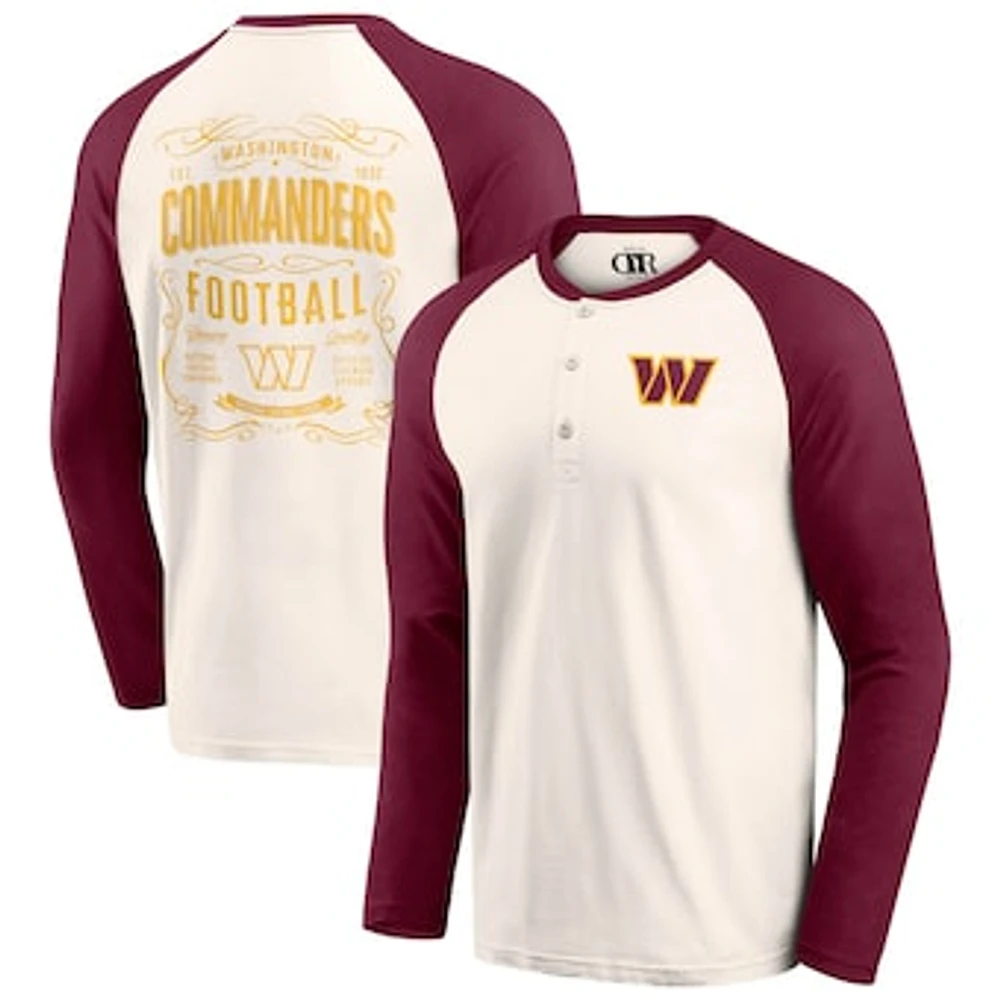 Men's Darius Rucker Collection by Fanatics Cream/Burgundy Washington Commanders Raglan Henley T-Shirt