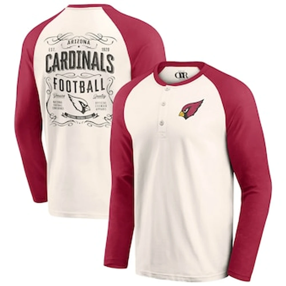 Men's Darius Rucker Collection by Fanatics Cream/Cardinal Arizona Cardinals Raglan Henley T-Shirt