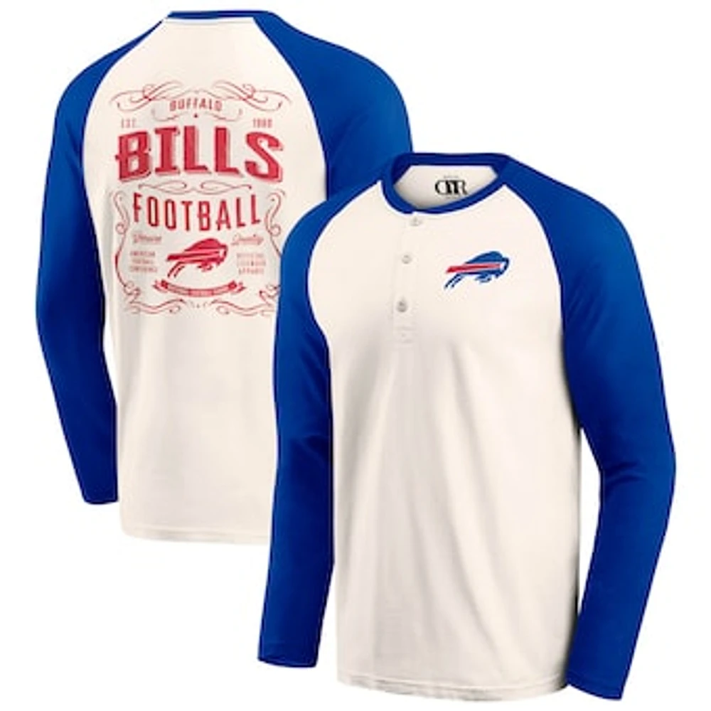 Men's Darius Rucker Collection by Fanatics Cream/Royal Buffalo Bills Raglan Henley T-Shirt