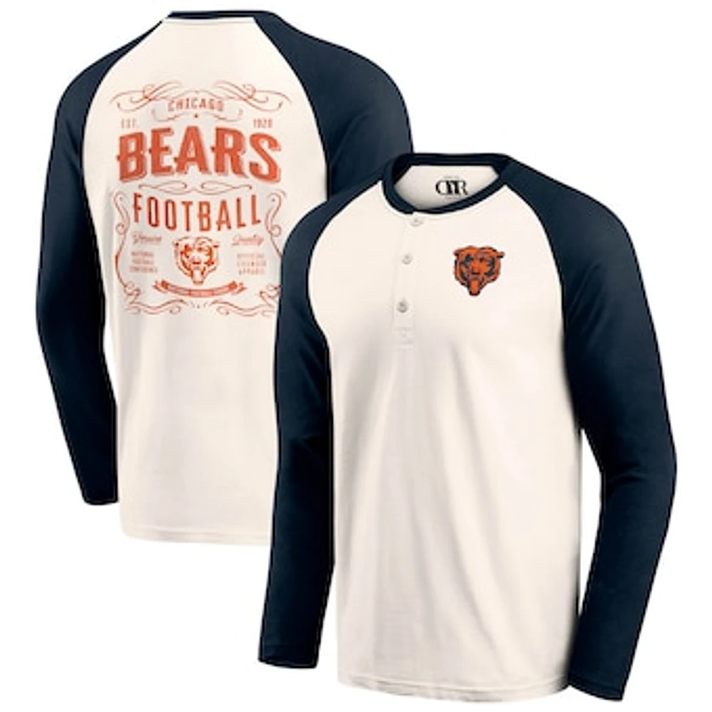 Men's Darius Rucker Collection by Fanatics Cream/Navy Chicago Bears Raglan Henley T-Shirt