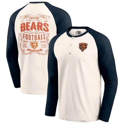 Men's Darius Rucker Collection by Fanatics Cream/Navy Chicago Bears Raglan Henley T-Shirt