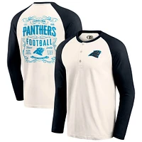 Men's Darius Rucker Collection by Fanatics Cream/Black Carolina Panthers Raglan Henley T-Shirt