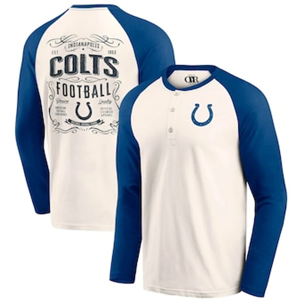 Men's Darius Rucker Collection by Fanatics Cream/Royal Indianapolis Colts Raglan Henley T-Shirt