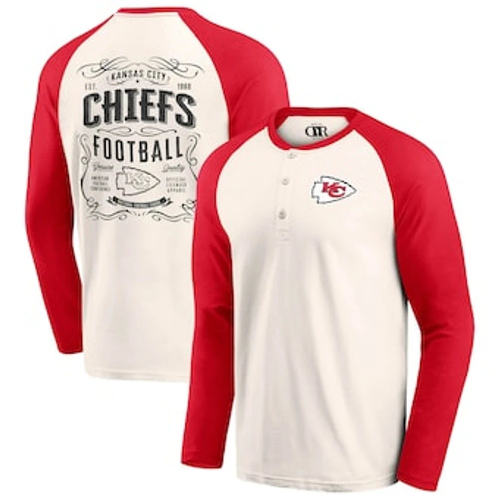 Men's Darius Rucker Collection by Fanatics Cream/Red Kansas City Chiefs Raglan Henley T-Shirt