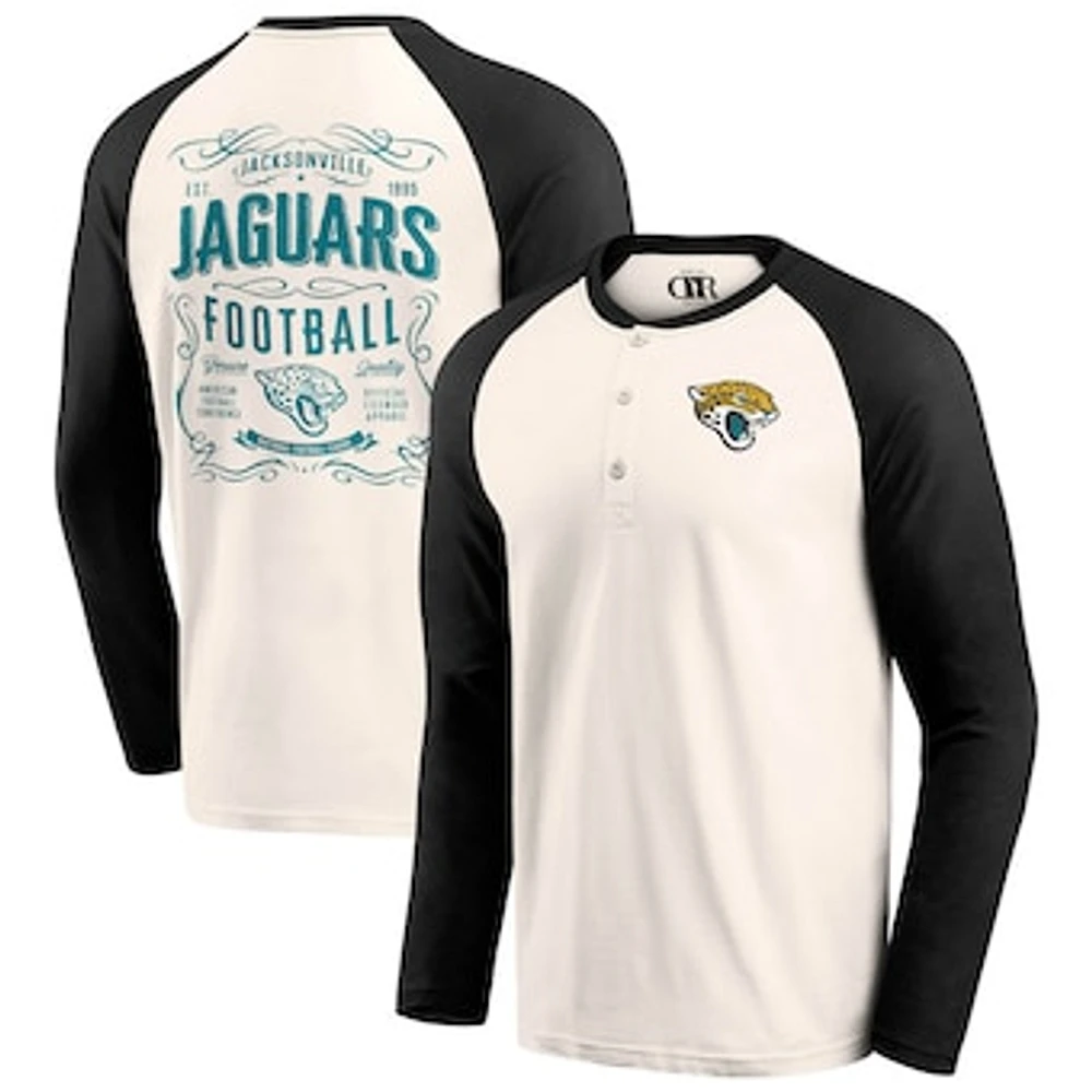 Men's Darius Rucker Collection by Fanatics Cream/Black Jacksonville Jaguars Raglan Henley T-Shirt