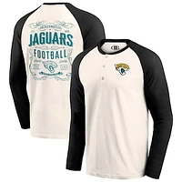 Men's Darius Rucker Collection by Fanatics Cream/Black Jacksonville Jaguars Raglan Henley T-Shirt