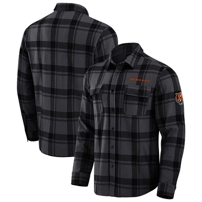 Men's Darius Rucker Collection by Fanatics Black Cincinnati Bengals Plaid Button-Up Shirt